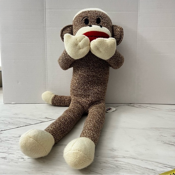 Maxx The Sock Monkey Speak No Evil Stuffed Animal Plush Knit 2011Heathered Brown - Picture 1 of 7